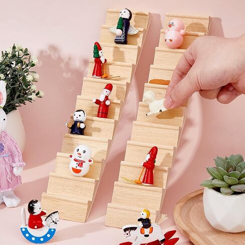 DICOSMETIC 2Pcs Miniature Dollhouse Stairs 1:12 Scale Wooden Stairs Miniature Ornaments Without Handrail Dollhouse Furniture Model Mini House Accessory for Scene Landscape Decor in Saudi Arabia