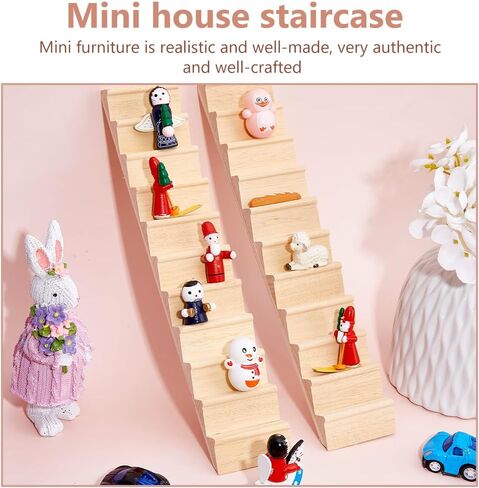 DICOSMETIC 2Pcs Miniature Dollhouse Stairs 1:12 Scale Wooden Stairs Miniature Ornaments Without Handrail Dollhouse Furniture Model Mini House Accessory for Scene Landscape Decor in Saudi Arabia