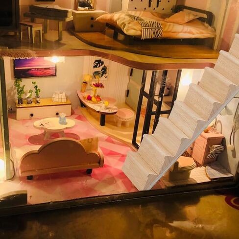 DICOSMETIC 2Pcs Miniature Dollhouse Stairs 1:12 Scale Wooden Stairs Miniature Ornaments Without Handrail Dollhouse Furniture Model Mini House Accessory for Scene Landscape Decor in Saudi Arabia