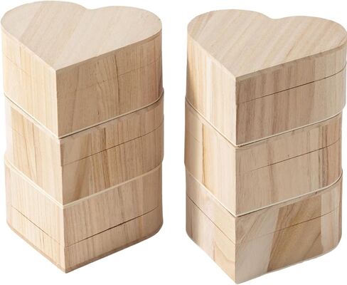 6 Piece Small Wooden Box Unfinished Wooden Treasure Box with Lids for DIY Crafts (5 x 4.7 x 2.5 inches) in Saudi Arabia