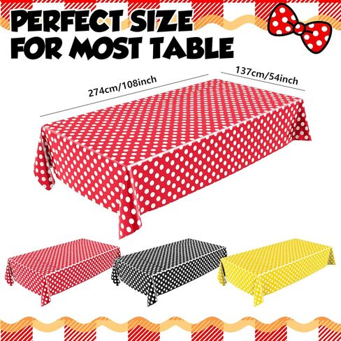 3 Pcs Mouse Themed Party Tablecloth, Cartoon Mouse Color Plastic Table Cover Red Black Yellow Disposable Table Cloths Christmas Birthday Party Decorations Supplies 54" x 108" in Saudi Arabia