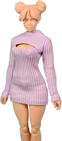 Fremego 1/12 Scale Female Clothes,Female Stretch Tight Open Chest Sweater Bottoming Shirt Clothing for 6inch Action Figure Body (Black) in Kuwait