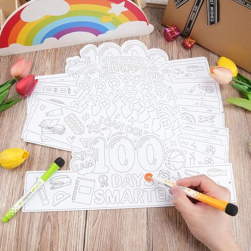 36 Pack 100th Day of School Paper Crowns Color Your Own Crafts Gifts for Classroom School 100 Day Party Supplies (100 Day) in Saudi Arabia