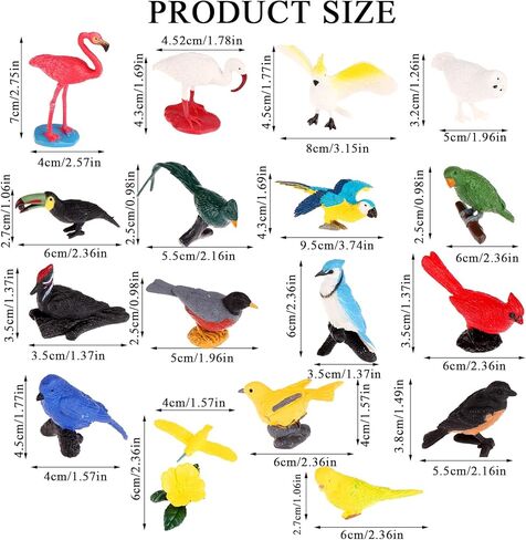 30 Pieces Realistic Bird Animals Figurines Mini Bird Animal Figures Model Cake Toppers Plastic Birda Figures Simulated Toucan Ostrich Owl Flamingo Parrot Etc. Birds Figurines Garden Plant Ornaments in Saudi Arabia