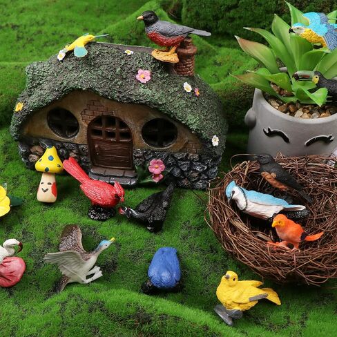 30 Pieces Realistic Bird Animals Figurines Mini Bird Animal Figures Model Cake Toppers Plastic Birda Figures Simulated Toucan Ostrich Owl Flamingo Parrot Etc. Birds Figurines Garden Plant Ornaments in Saudi Arabia