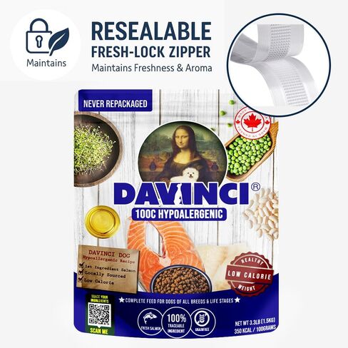 Davinci Dog Hypoallergenic Salmon 3.3lb – for Small Breeds, Novel Fish Protein, NO Chicken, Sensitive Stomach, Grain-Free, Dry Dog Food in Saudi Arabia