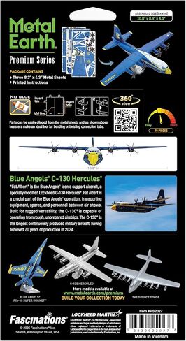 مجموعة نماذج معدنية ثلاثية الأبعاد من Fascinations Metal Earth Blue Angels C-130 Hercules Fat Albert مع ملاقط in Saudi Arabia