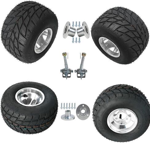 Full Set 5 inch Go-Kart Tire Wheels Aluminum Rim Front 10x4.5-5 10x4.50-5 Tubeless Tires and Rear 11x7.1-5 11x7.10-5 Tire 3 Bolt Steering Knuckle Hub for Racing Karting Drift Trike Mini Bike Racer in Saudi Arabia