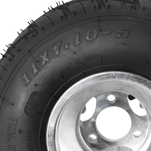 Full Set 5 inch Go-Kart Tire Wheels Aluminum Rim Front 10x4.5-5 10x4.50-5 Tubeless Tires and Rear 11x7.1-5 11x7.10-5 Tire 3 Bolt Steering Knuckle Hub for Racing Karting Drift Trike Mini Bike Racer in Saudi Arabia