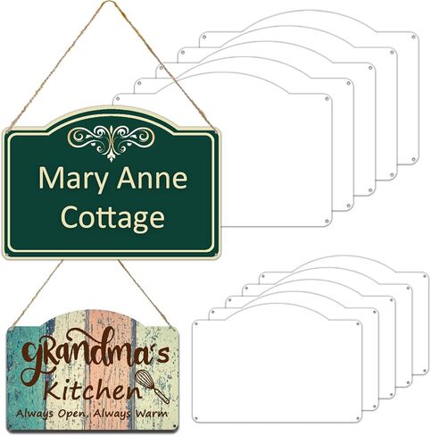 Leafcraft 6 Pack 10inch Sublimation Metal Sign Door Hanger Address Plaque Blanks Aluminum Double Side Printable Wall Hanging Ornament for Heat Press, DIY Craft, Custom Sign Decor (Rectangular Arch) in Saudi Arabia