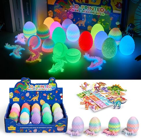 2026 Easter Gifts for Kids, easter basket essentials, Egg Hunt Treasure Rewards, Classroom Gifts, Community Party Favors, 15PCS Mini Eggs with Dragons Inside Gift Box, 3D Printed Dragon Egg in Saudi Arabia