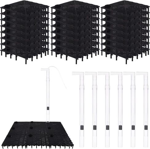 24pcs Undergravel Filter Aquarium Divider Tank (5.7'' x 5.7'') Under Gravel System for Clean Water with 8 Uplift Tube for Fish Tank Separation Bottom Filtration & DIY Aquascaping in Kuwait