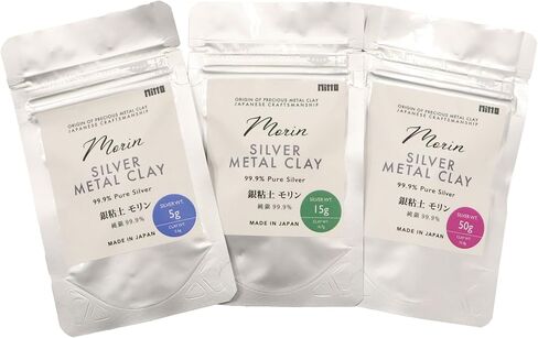 Nitto Morin Silver Metal Clay, 99.9% Pure Silver Weight 5g, Clay Weight 5.6g, Precious Metal Clay for Making Fine Silver Jewelry, Made in Japan in Kuwait