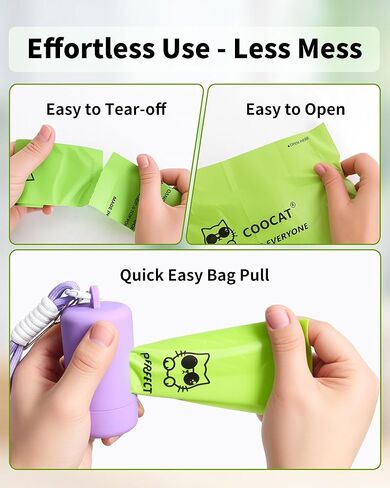 Dog Poop Bags with Dispenser & Holder, Guaranteed Leak Proof, Unscented Extra Thick Heavy Duty Tear-resistant 18-Micron Waste Bag Refill Rolls (Purple (105-Bags, 1-Dispenser)) in Saudi Arabia
