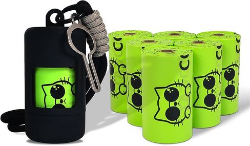 Dog Poop Bags with Dispenser & Holder, Guaranteed Leak Proof, Unscented Extra Thick Heavy Duty Tear-resistant 18-Micron Waste Bag Refill Rolls (Purple (105-Bags, 1-Dispenser)) in Saudi Arabia