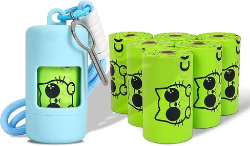 Dog Poop Bags with Dispenser & Holder, Guaranteed Leak Proof, Unscented Extra Thick Heavy Duty Tear-resistant 18-Micron Waste Bag Refill Rolls (Purple (105-Bags, 1-Dispenser)) in Saudi Arabia