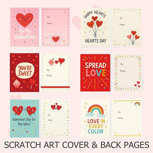 28 Pack Valentines Day Gifts for Kids Classroom - Rainbow Scratch Art Notebooks, Non-Candy Party Favors for School Exchange, Fun DIY Craft Activity & Valentine Cards for Boys Girls in Saudi Arabia
