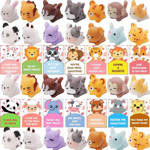 28 Pack Valentiens Day Gifts for Kids School with Galaxy Mochi, Stress Relief Fidget Toys with Valentines Day Cards for Kids Classroom, Valentines for Kids Class Exchange Gifts School Party Favors in Saudi Arabia