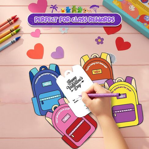 4E's Novelty 24 Pack Popping Eye Animal Keychain with Kids Valentines Cards, Squeezable Pop Eye School Valentines Gift for Kids Classroom Exchange Boys Girls Bulk, Valentines Party Favors in Saudi Arabia