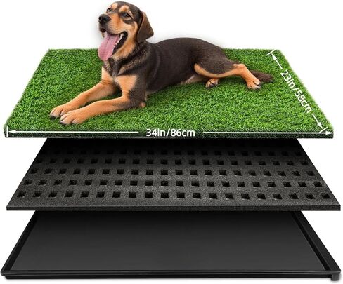 Dog Grass Pad with Tray, 34''X23'' Large Artificial Turf Potty, Reusable Puppy Pee Pads for Dogs, Portable Dog Litter Box for Indoor/Outdoor Potty Training Toilet in Saudi Arabia