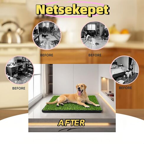 Dog Grass Pad with Tray, 34''X23'' Large Artificial Turf Potty, Reusable Puppy Pee Pads for Dogs, Portable Dog Litter Box for Indoor/Outdoor Potty Training Toilet in Saudi Arabia