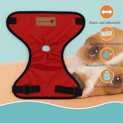 2-Pack Dog Diapers Female |Puppy Essentials Washable & Reusable,Suitable for Period Diapers, Dog Pants to Prevent Licking（Black&red）（L） in Saudi Arabia