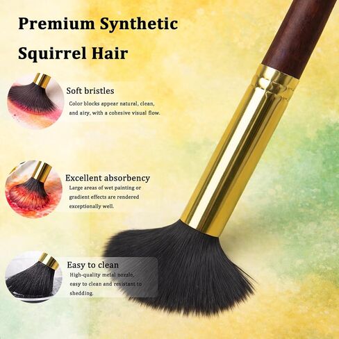 فرش ألوان مائية احترافية، 11 قطعة من فرش الرسم بالألوان المائية لفناني السناجب الاصطناعية - نقطة ممتدة، مسطحة، مدببة مستديرة، لسان القطط، خنجر للألوان المائية، طلاء أكريليك (11، بني) in Kuwait