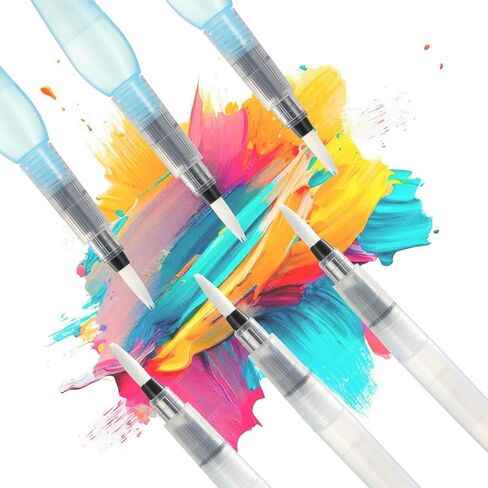 6 Pcs Watercolor Water Brush, Water Brush Pens Refillable Paint Pens for Watercolour Painting Artists Calligraphy Gouache in Saudi Arabia
