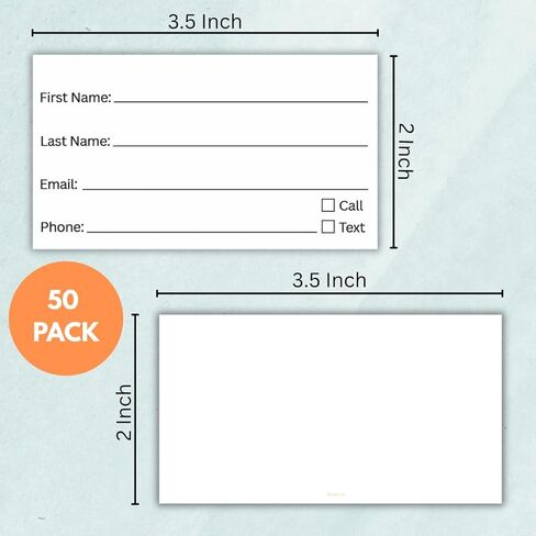 LEES A.M. Contact Cards, 3.5 x 2 Inch Customer Information Sheets, 50 Pack, for Business, Spa, Salon Client Profiles in Kuwait