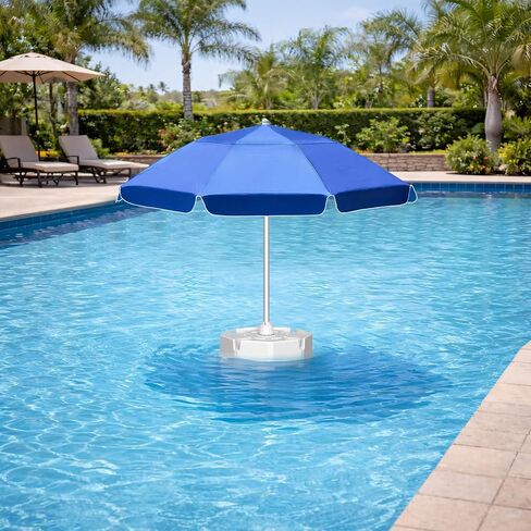 Floating Pool Umbrella, Outdoor Floating Umbrella for Inside of Pool with Weighted Base, 4 Cupholders Floating tablel with Sun Shade, No-Tools Setup for Pool, Lake & Beach in Saudi Arabia