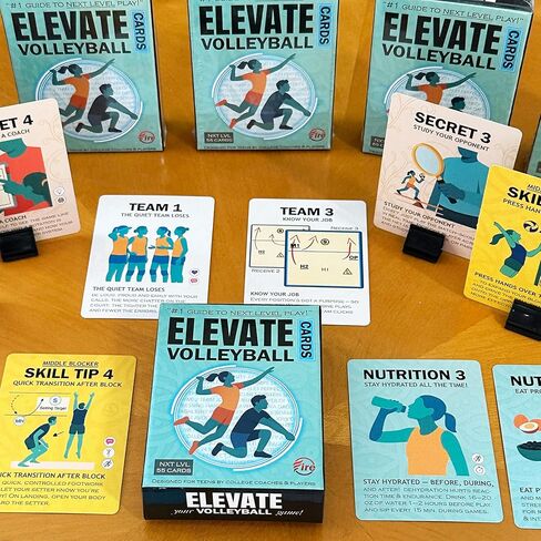 Elevate Volleyball Training Cards: Expert Tips for Indoor Volleyball Players. Master Positional Skill Techniques, Nutrition, Mindset, Teamwork, Fitness. for Coaches & Players for Next Level Play. in Saudi Arabia