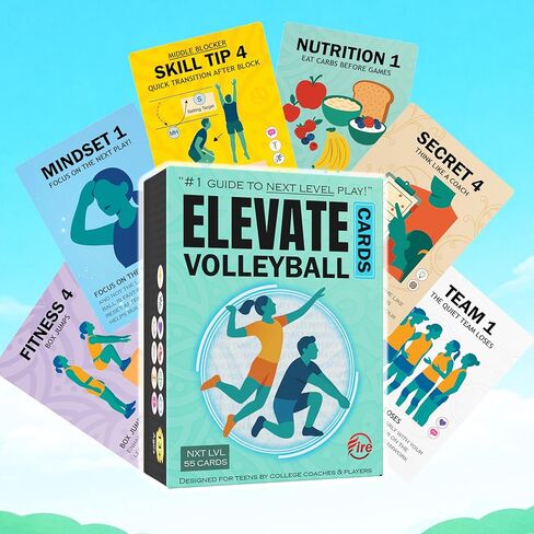 Elevate Volleyball Training Cards: Expert Tips for Indoor Volleyball Players. Master Positional Skill Techniques, Nutrition, Mindset, Teamwork, Fitness. for Coaches & Players for Next Level Play. in Saudi Arabia
