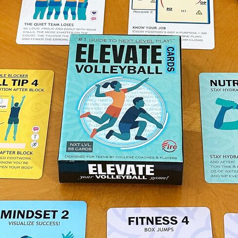 Elevate Volleyball Training Cards: Expert Tips for Indoor Volleyball Players. Master Positional Skill Techniques, Nutrition, Mindset, Teamwork, Fitness. for Coaches & Players for Next Level Play. in Saudi Arabia