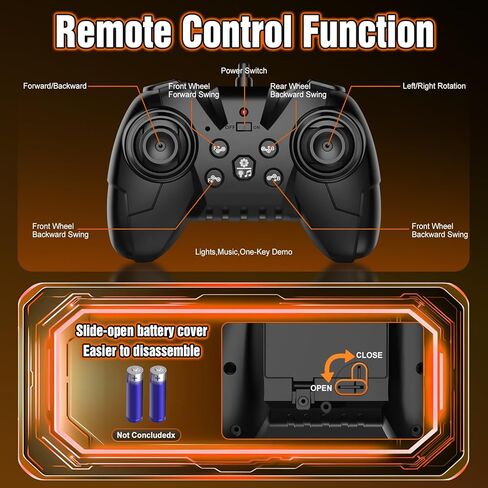 ألعاب روبوت للأولاد والبنات - سيارة بهلوانية RC ذات 8 عجلات مع أضواء رائعة وموسيقى، عيون LED، رأس مرن، عرض تلقائي، دوران 360 درجة - ألعاب RC لجميع التضاريس، سيارات RC للأطفال بعمر 12 عامًا فما فوق، برتقالية in Kuwait