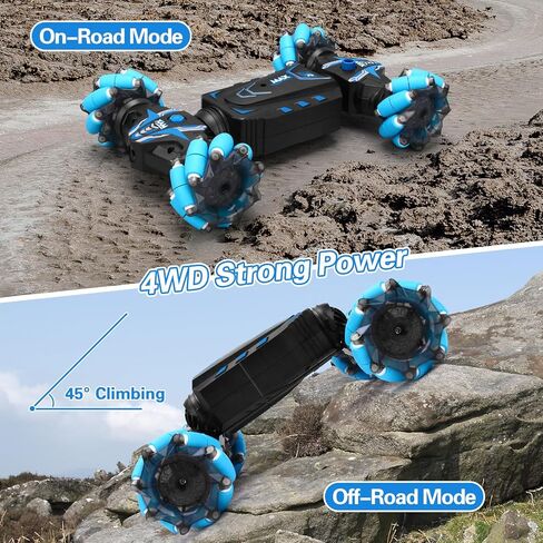 RC Stunt Car Remote Control Twist Car 4WD Off Road Drift Buggy Gesture Sensor Toy Gift for Boys Ages 6-12 (Blue) in Saudi Arabia