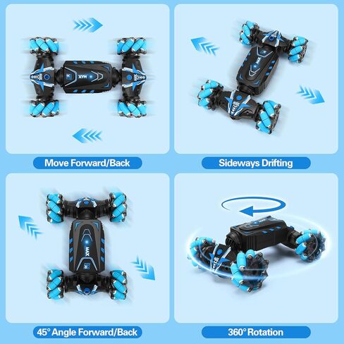 RC Stunt Car Remote Control Twist Car 4WD Off Road Drift Buggy Gesture Sensor Toy Gift for Boys Ages 6-12 (Blue) in Saudi Arabia