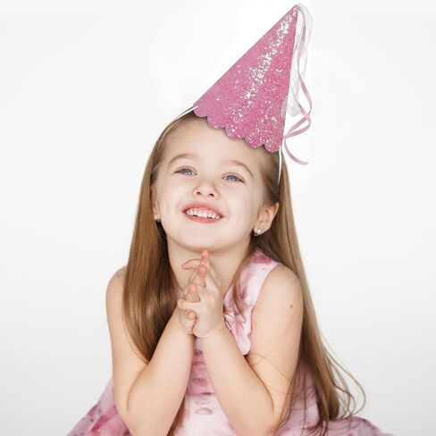 12 Pcs Princess Party Hats with Ribbon Tassel and Elastic Glitter Birthday Party Hats for Adults Bridal Showers Celebration Decor in Saudi Arabia