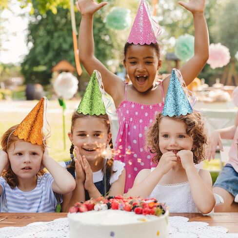 12 Pcs Princess Party Hats with Ribbon Tassel and Elastic Glitter Birthday Party Hats for Adults Bridal Showers Celebration Decor in Saudi Arabia