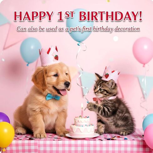 قبعة بيري لعيد الميلاد الأول للفتيات الصغيرات، زينة تاج عيد الميلاد الأول بالفراولة الوردية، قبعة جميلة لعيد الميلاد السعيد بعمر عام واحد من أجل لوازم الحفلات الأولى لحظات الاحتفال بالصور الدعائم لحفل استقبال الطفل in Kuwait