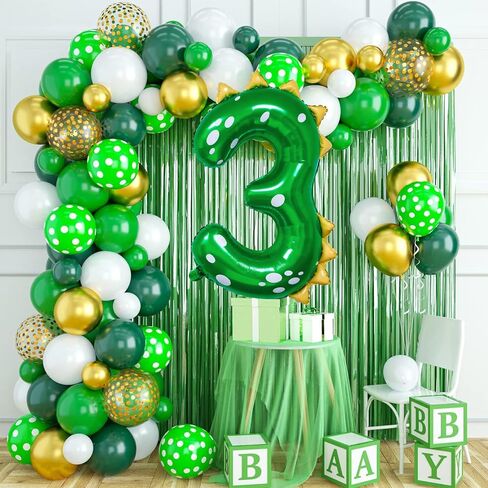 Dinosaur Birthday Decorations, 36'' Green Dinosaur Number 3 Balloon for 3rd Birthday Party Supplies (3) in Saudi Arabia