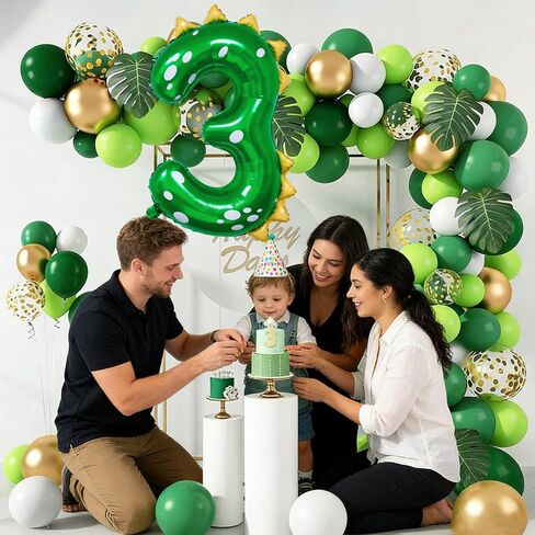 Dinosaur Birthday Decorations, 36'' Green Dinosaur Number 3 Balloon for 3rd Birthday Party Supplies (3) in Saudi Arabia