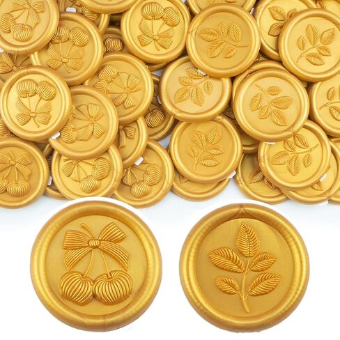 56-Pack Champagne Gold Wax Seal Stickers – Self-Adhesive Sealing Stickers with Clover & Floral Designs, Perfect for Wedding Invitations, Christmas Gifts, Gift Wrapping, and Parties in Saudi Arabia
