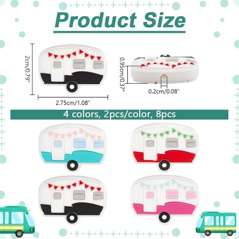 NBEADS 8 Pcs Knitting Needle Stoppers, 4 Colors Campervan Needle Point Protector Focal Beads for Pens Silicone Needle End Caps Sewing Quilting Accessories for DIY and Handmade Crafts in Saudi Arabia