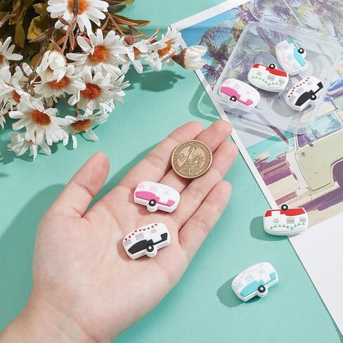 NBEADS 8 Pcs Knitting Needle Stoppers, 4 Colors Campervan Needle Point Protector Focal Beads for Pens Silicone Needle End Caps Sewing Quilting Accessories for DIY and Handmade Crafts in Saudi Arabia