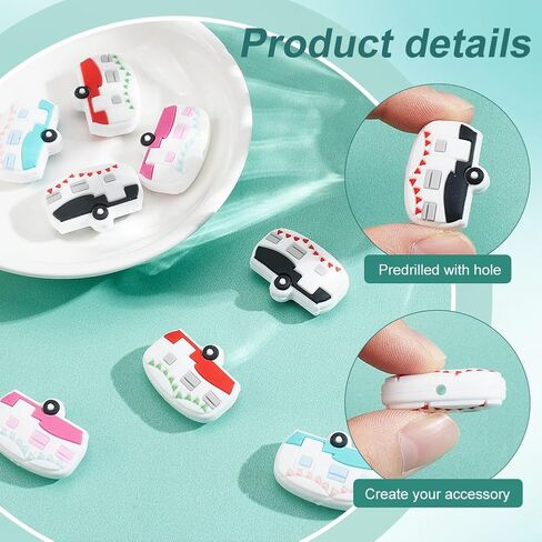 NBEADS 8 Pcs Knitting Needle Stoppers, 4 Colors Campervan Needle Point Protector Focal Beads for Pens Silicone Needle End Caps Sewing Quilting Accessories for DIY and Handmade Crafts in Saudi Arabia