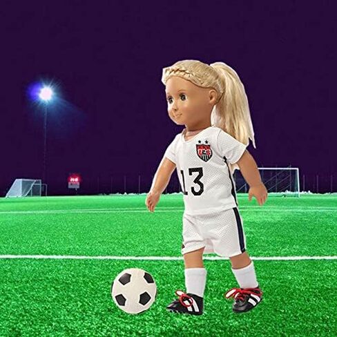 18 Inch Doll Clothes - Team USA 6 Piece 18" Soccer Uniform Fits 18 inch Doll, Includes Headband,Shirt,Shorts, Socks,Shoes and Football in Saudi Arabia