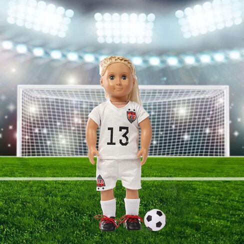 18 Inch Doll Clothes - Team USA 6 Piece 18" Soccer Uniform Fits 18 inch Doll, Includes Headband,Shirt,Shorts, Socks,Shoes and Football in Saudi Arabia