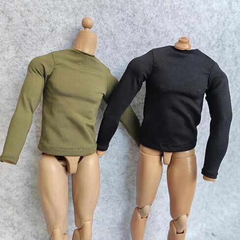 2X 1/6 Custom Scale Long Sleeve T-Shirt Clothes for 12" Male Action Figure Doll Clothes Toy (Black+Green) in Saudi Arabia