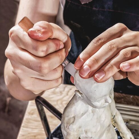 HEALLILY 2 قطعة مقبض خشبي نحت السكين أدوات السكين السيراميك بوليمر الطين النحت النمذجة سكين التجهيز للسيراميك بوليمر الطين نحت النمذجة نحت الفخار in Kuwait