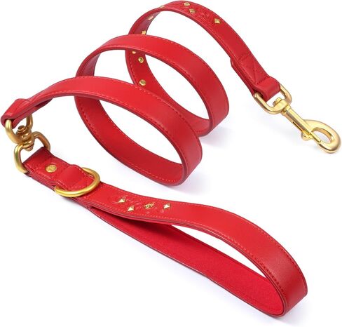 Blueberry Pet Premium Embossed Pink Glam Microfiber Leather Dog Leash with Gold Studs in Saudi Arabia